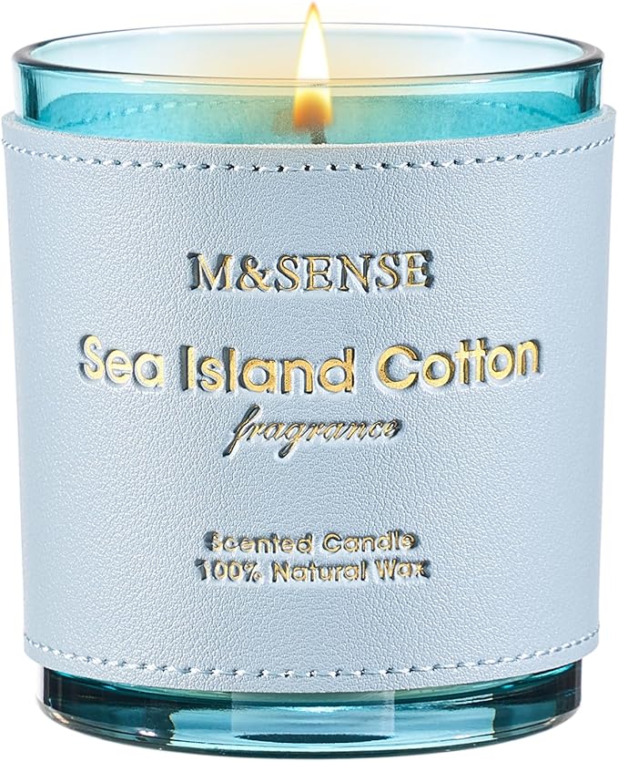 M&SENSE Green Floral Musky Scented Candles,Vegan Soy Wax,10oz 42-Hour Long Lasting Burning Time,Heavy Scented Candles for Relaxing Bathtub Sleep, Housewarming Gifts for Women & Men