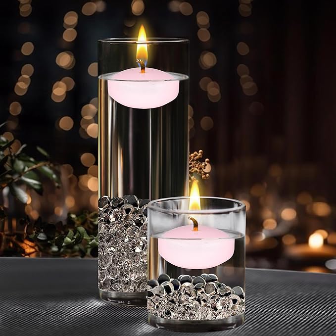 Mega Candles 4 pcs Unscented Pink Floating Candles, Hand Poured Wax Candle 2 Inch Diameter, Home Décor, Wedding Receptions, Centerpieces, Occasions, Events, Festivities, Meditations, Spas