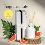 LAFCO New York Classic Reed Diffuser, White Grapefruit - 6 oz - Up to 3 Months Fragrance Life - Reusable Glass Vessel - Natural Wood Reeds - Made in The USA