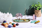 Jovivi Crystal Incense Holder for Sticks, Mixed Healing Crystal Stone Money Tree Buddha Statue Set Incense Burner, Incense Trays for Wealth, Good Luck,Yoga Meditation Home Decor