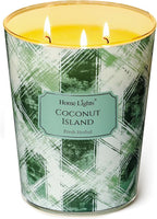 HomeLights 3-Wick Candles for Home Scented - 34oz Soy Wax Blend Candle Long-Lasting Fragrance, Scandinavian Minimalist Design Home Decor and Housewarming Gifts, Coconut Island