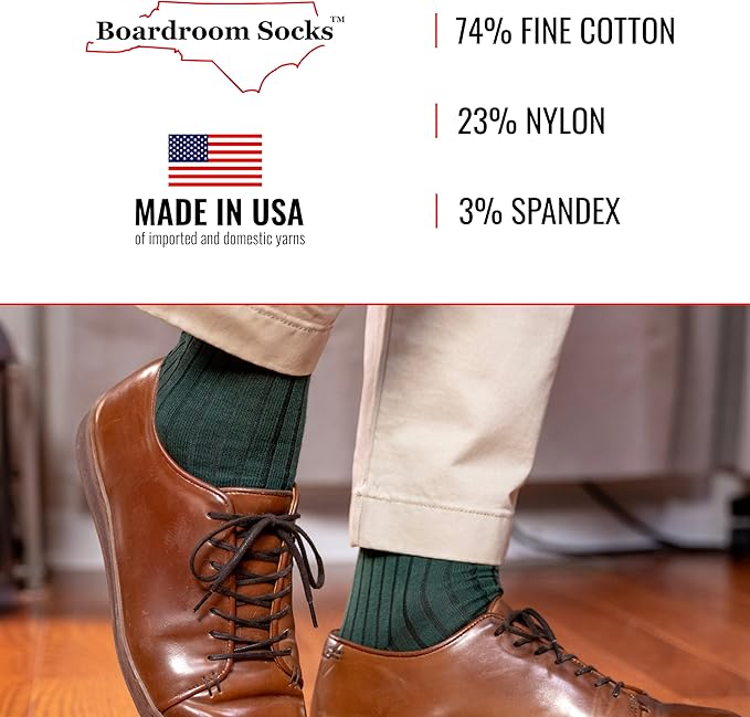 Cotton Dress Socks for Men – Comfortable Men’s Executive Socks – Classic Mid-Calf Dress Socks by Boardroom Socks