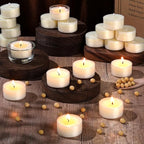 100 Pcs Soy Wax Tealight Candles (6 Hour Burn Time) White Unscented Votive Candles, Smokeless & Extended Burn Time Clear Cup Tea Lights for Weddings, Home, Emergencies