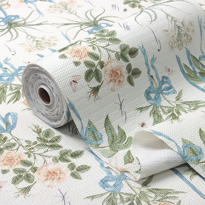 Drawer and Shelf Liner for Kitchen Cabinets Non Adhesive Cabinet Liners Floral Shelf Liners Strong Grip Non-Slip Drawer Liner Waterproof Easy to Clean Cupboard Shelves Dresser Liner 23.6IN x 10FT