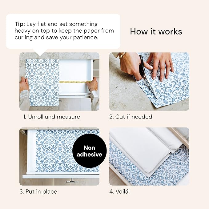 Scented Drawer Liner Sheets - 14 in x 19.5 in, Royal Damask, Pack of 6 - Non-Adhesive Cabinet Liner - Lining Paper for Drawers - Long-Lasting Fragrance Scented Paper