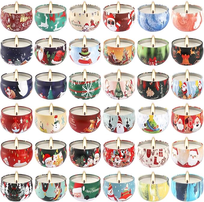36 Pack Christmas Scented Candles Set for Home, Relaxing Stress Relief, Aromatherapy - Natural Soy Wax and Fragrance - Gifts for Women, Mom, Best Friend, Wife, Birthday