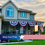 SYII Bunting Flag 4x8 Feet, Embroidery Stars U.S.A 4th of July Bunting Flags with 5 Brass Grommets, Patriotic Half Fan Banner for Fourth of July Decor, 4th of july Decorations Outdoor