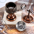 Yawlsow Incense Burner, Frankincense Charcoal Incense Stand, Bakhoor Incense Burner Holder, Ideal for Aromatherapy, Yoga and Spa, Home and Christian Church Censer, (Red Copper)