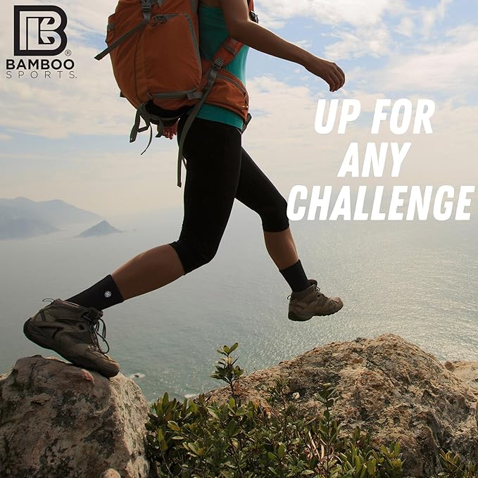 Bamboo Sports Premium Bamboo Crew Work Socks- Moisture Wicking, Odor Eliminating