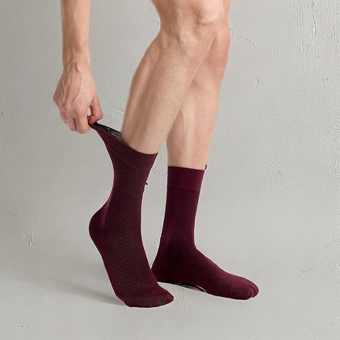 VRD Men’s Dress Socks, Bamboo 5-Pack Mens Socks, Mid Calf Length, Crew Socks Gift for Men Shoe Size 8-13