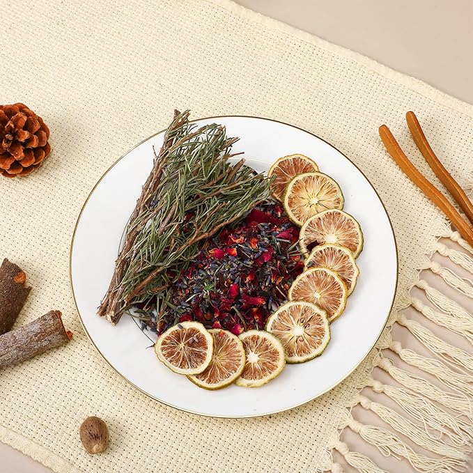 6 Pack Potpourri Simmer Kit 480g Christmas Stovetop Potpourri with Stickers Lemon Garden Scent Winter Natural Non Toxic Home Fragrance for Xmas Scent Stocking Stuffer Gifts