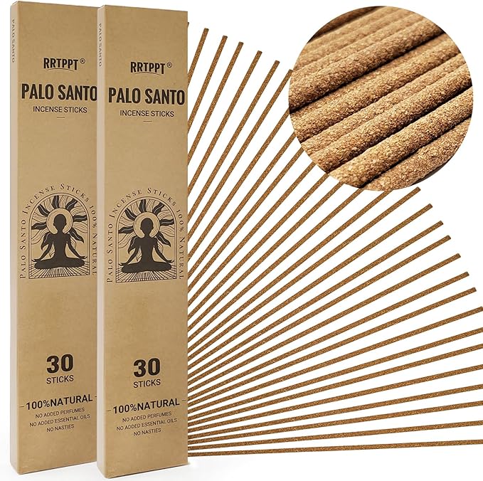 Palo Santo Incense Sticks, 100% Natural sustainably harvested Peruvian Palo Santo, Suitable for Meditation, Relaxation, and Spiritual Purification. (60 Palo Santo Sticks)