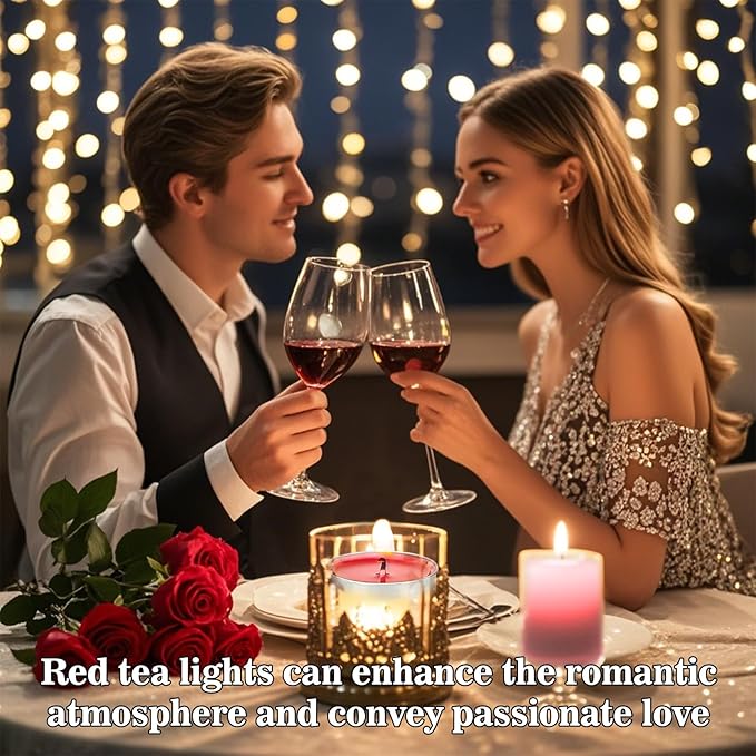 Red Tea Lights Candle Set - 25 Pcs Mini Tealight Candles Unscented Votive Soy Candle for Home, Pool, Shabbat, Wedding, Emergencies, Christmas