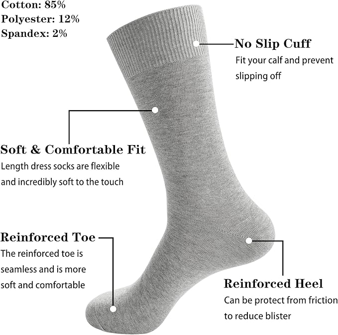 Men's Dress Socks 5 Pairs Mens Cotton Calf Business Formal Socks Soft Breathable Athletic Long Crew Casual Socks