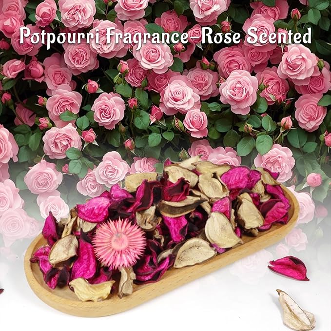 SCENTORINI Potpourri Bags, Potpourri Vase Filler, 10.44 oz Rose Scented Bowl Fillers for Home Decor, Dried Flower for Coastal Bathroom Beach Decor