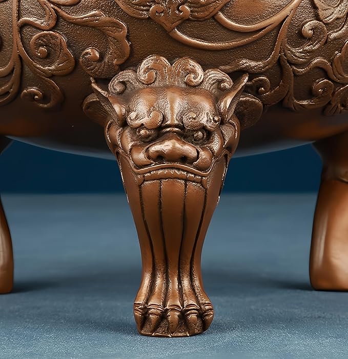 Top Brass Incense Burner & Holder Censer - Handmade for Home Decor, Meditation Decor, Spiritual Gifts, Zen Decor, Suitable for Incense Coil and Incense Cones,Chinese New Year Decoration (Extra Large)
