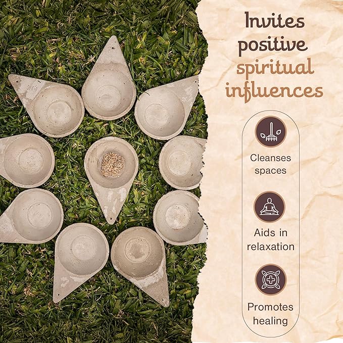 Incense Burner, Triangular Sahumador - Hand-Carved Cement Incense Holder, Ash Catcher for Sticks, Cones, Bombs & Smudges - 1 Piece, Perfect for Smudging, Yoga, and Meditation Accessories