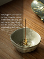 Incense Holder with 3 Incense Sockets, 4 In 1 Incense Burner Holder 4.25 Inch Incense Holder for Sticks, Ceramic Incense Stick Holder for Palo Santo, Cone Incense, Meditation, Yoga, Sage Green