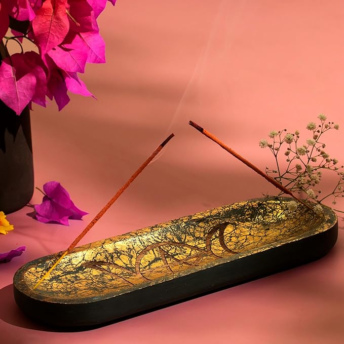 raajsee Carving Incense Holder -Incense Burner Holder –Ash Catcher - Incense Stick Holder - Meditation & Yoga - Great Gift for Any Occasion Size 11x4 inch