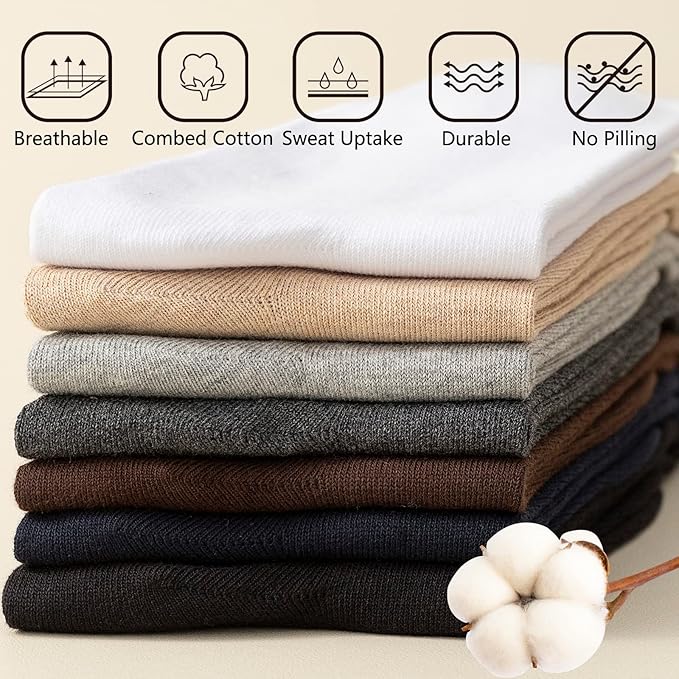 Men's Dress Socks 5 Pairs Mens Cotton Calf Business Formal Socks Soft Breathable Athletic Long Crew Casual Socks
