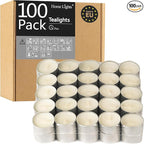 HomeLights Unscented White Tealight Candles -100 Pack, 6 to 7 Hour Burn Time Smokeless, Mini Votive Paraffin Candles with Cotton Wicks for Shabbat, Weddings, Christmas, Home Decor