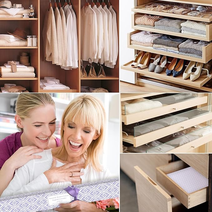 SCENTORINI Lavender Scented Drawer Liners, 6 Sheets Fragrant Paper Liners Non-Adhesive Paper Sheets for Home Closet, Dresser Drawers, for Home Fragrance