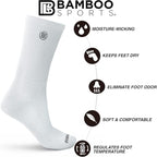 Bamboo Sports Premium Bamboo Crew Work Socks- Moisture Wicking, Odor Eliminating