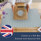 Fragrant Scented Drawer Liners in a Geometric Print (Folded) | Natural | Pack of 5 Sheets | Contains Essential Oils | Made in The UK (Dusk Blue | Fresh Linen, Folded)