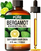KUKKA Bergamot Essential Oils - 4 Fl Oz - for Hair, Skin, Diffuser, Aromatherapy & DIY Soap Making Scent