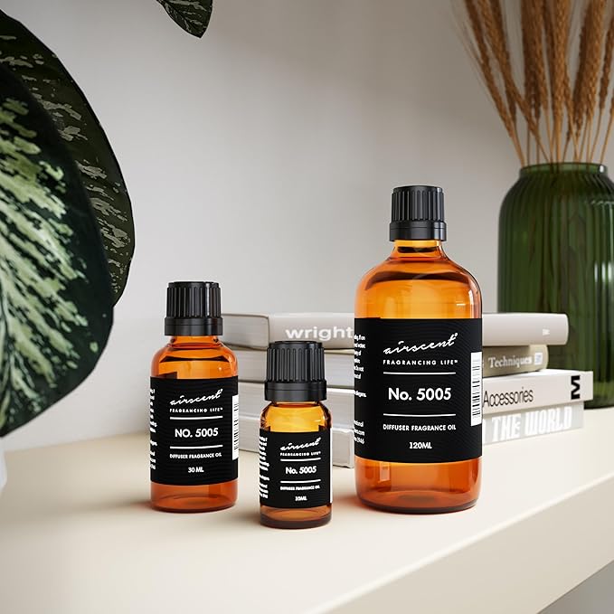 AirScent Diffuser Oil Inspired by TF's Oud Wood - No. 5005 Perfume Dupe - Fragrance Oil Blend for Ultrasonic and Waterless Diffusers and Crafting - 10 ml, 0.34 fl oz Glass Bottle with Dropper