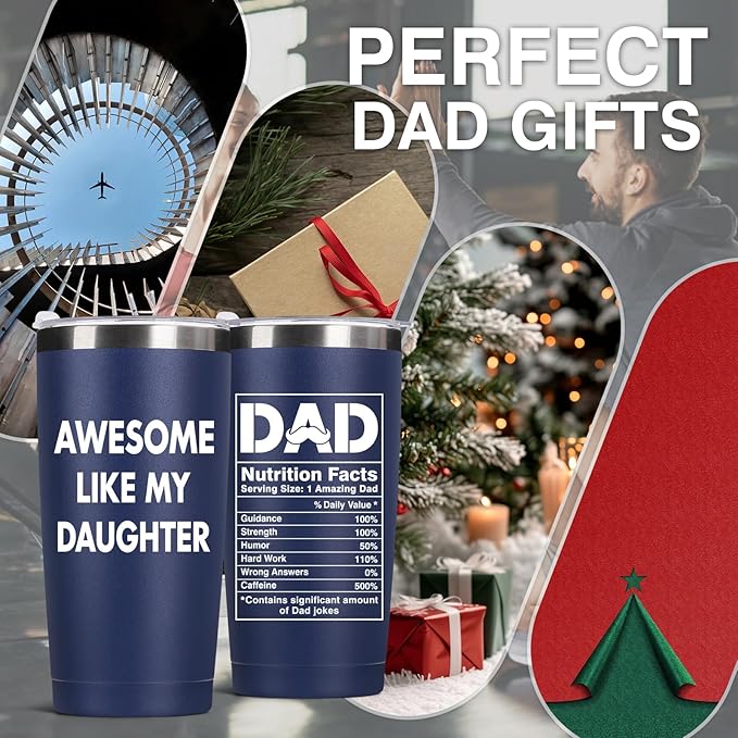Father's Day Gift for Dad from Daughter, Son, Kids - 20oz Coffee Mug - Best Bonus Dad Birthday Gifts for Father, Husband - Christmas Ideas Drinking Cup Tumbler, Navy Blue