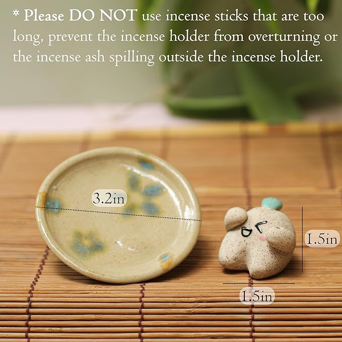 Handmade Ceramic Incense Holder for Sticks, Incense Plate for Stick with Ash Catcher Anti-ash, Incense Burner for Meditation Yoga Spa Aromatherapy Home Room Decor Easily Grab Ash