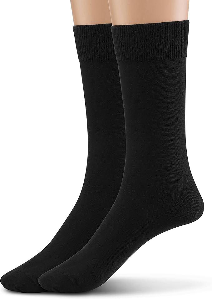 Modal Mens Crew Socks, Formal Mid-Length Dress Calf Socks 2 or 4 Pk