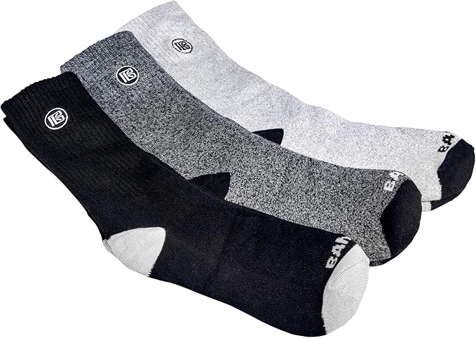 Bamboo Sports Premium Bamboo Crew Work Socks- Moisture Wicking, Odor Eliminating