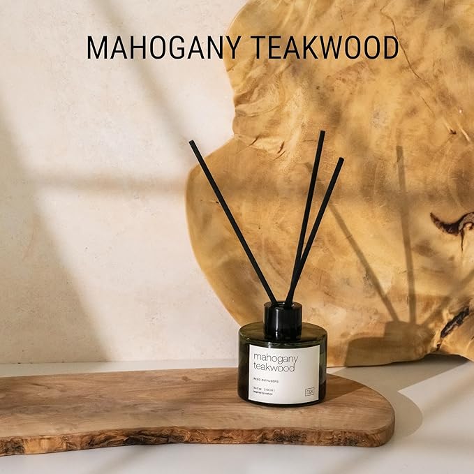 Craft & Kin Reed Diffuser Set Oakwood, Mahogany & Vetiver, Fall Reed Diffusers for Home, Fragrance Diffuser Sticks, Oil Diffuser Sticks, Oil Diffuser with Sticks, Reed Diffuser for Men