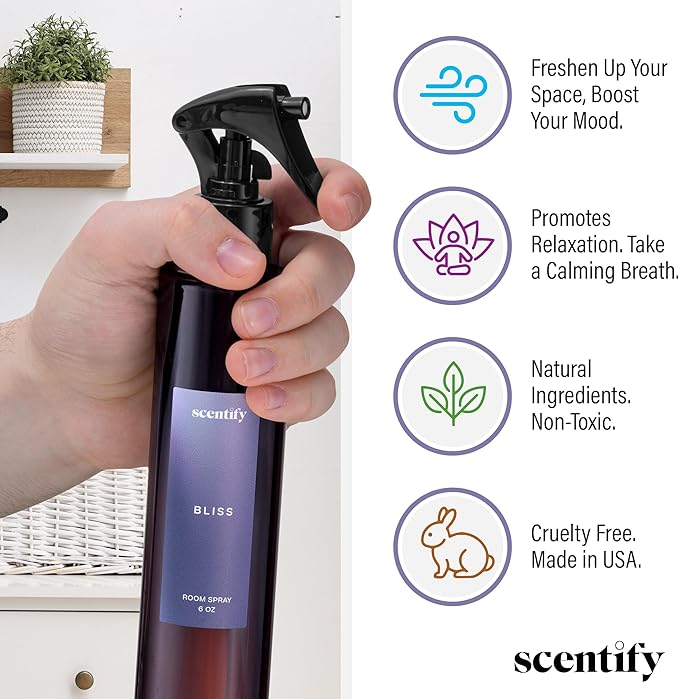 Scentify Bliss Odor Neutralizing Room Spray – Luxury Eucalyptus & Bergamot Fragrance, Instant Odor Eliminator for Home, Office & Car – 6oz