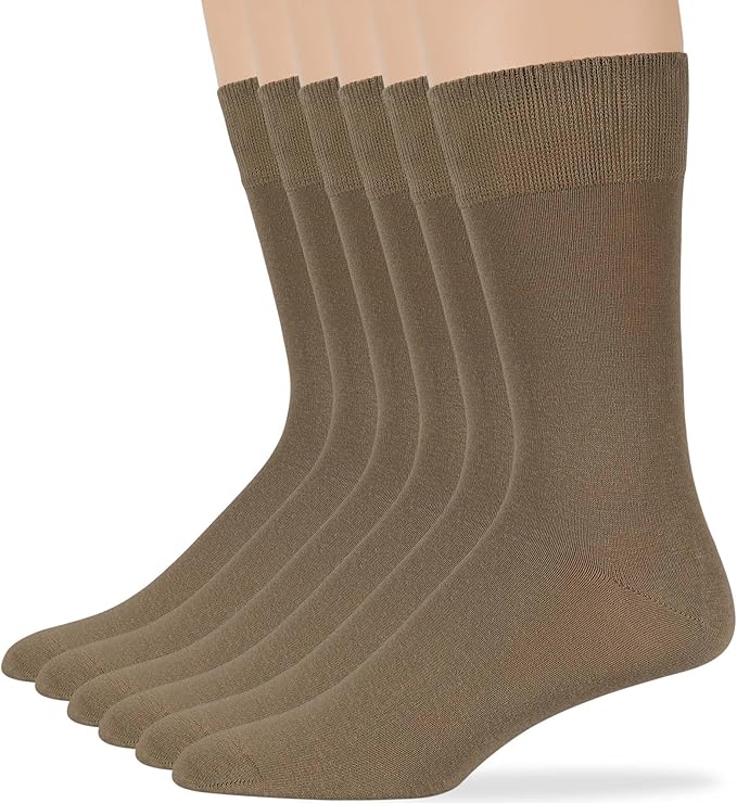 7BigStars Mens Dress Socks – 6 Pairs Crew, Soft Stay Up, Cotton Comfort for Business, Office, Big and Tall, Breathable