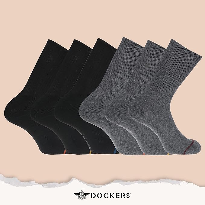 DOCKERS Men's Performance Socks - 3-Pairs and 6-Pairs Athletic and Dress Crew Socks for Men
