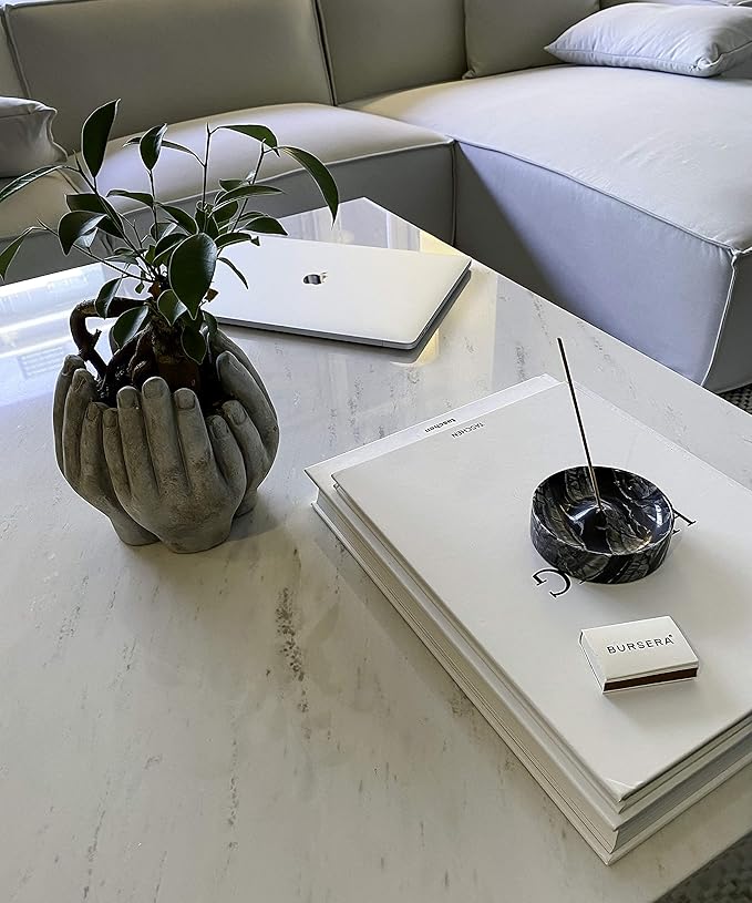 Bursera Black Marble Incense Holder, Tree Planted with Every Order, Italian Carrara Black Marble Tray Incense Burner, Home and Desk Incense Stick Holder and Modern Decor