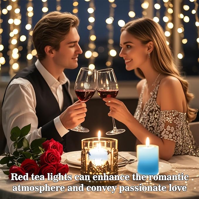 Blue Tea Lights Candles Set - MAQIHAN 25pcs Tealight Candles Votive Soy Candle with Cotton Wick for Home Decoration, Wedding, Emergencies, Shabbat