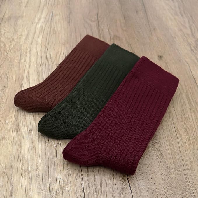SERISIMPLE Men's Dress Socks - Bamboo Viscose Thin Ribbed Knit, Silky & Soft, Lightweight Business Crew Socks 5 Pairs