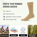 SERISIMPLE Men's Dress Socks - Bamboo Viscose Thin Ribbed Knit, Silky & Soft, Lightweight Business Crew Socks 5 Pairs