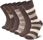 6 Pairs Merino Wool Socks for Men Thick Warm Thermal Winter Striped Dress Hiking Crew Men Socks Size 9-14