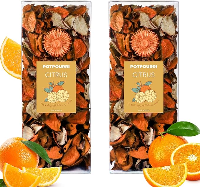 SCENTORINI Potpourri Bags, Citrus Scent, Potpourri Vase Filler, 10.44 oz, 2 Pack Home Fragrance Sachet Dried Flower, Bowl Fillers for Home Bathroom Coastal Decor