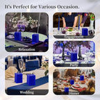 KONNI Square Classic Blue Pillar Candles Set of 3, 2.8"x 4" Unscented Pillar Candles Bulk, 30 Hours Long Burning Candles, Smokeless Dripless Large Candle for Wedding, Home Decoration, Parties, Spas