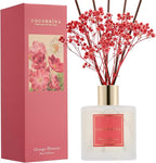 COCORRÍNA Reed Diffuser - Orange Blossom 6.76 Fl.oz Reed Diffuser Sets with Preserved Flowers, Diffuser with 8 Sticks for Bathroom Shelf Decor