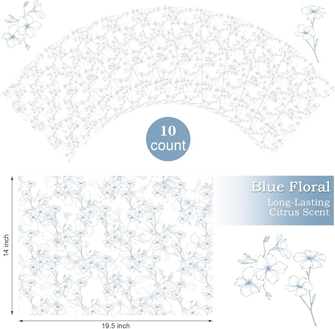 10 Sheets Drawer Liners for Dresser Scented Drawer Liners Non Adhesive Scented Paper for Fragrant Home Shelf Closet