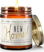 Housewarming Gift, House Warming Gifts New Home, Housewarming Gifts for New House - 'New Home' Soy Candle, w/Vanilla, Coconut & Vetiver I New Home Gifts for Home I 9oz Jar, 50Hr Burn, Made in USA