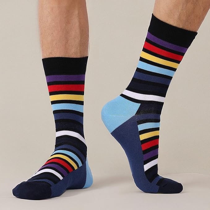 HHX YONLEE Dress Socks 5/6/10 Pairs Crew Argyle Colorful Cotton Novelty Casual Happy Fun