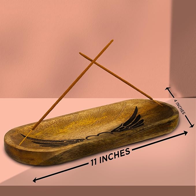 raajsee Incense Holder -Incense Burner Holder –Ash Catcher - Incense Stick Holder - Meditation & Yoga - Great Gift for Any Occasion Size 11x4 inch (Heart Brown)